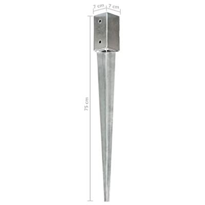 Grondpinnen 6 st 7x7x75 cm gegalvaniseerd staal zilverkleurig