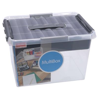 Sunware Q-line opbergbox met inzet 22L transp./metaal