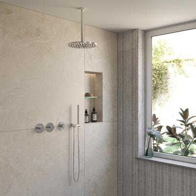 BWS Inbouw Regendouche | Sensa | Chroom | Plafonduitloop | 30cm Hoofddouche met Handdouche | Stopkranen