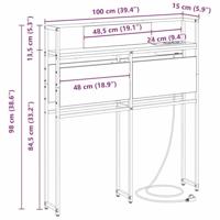 Opberghoofdbord met hoofdeinde met opslag Zwart eiken 100 cm Bewerkt hout - thumbnail