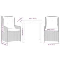 3-delige Tuinset met kussens poly rattan beige - thumbnail