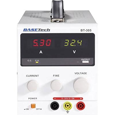 Basetech BT-305 Labvoeding, regelbaar 0 - 30 V/DC 0 - 5 A 150 W Aantal uitgangen: 1 x Basetech BT-305 Labvoeding, regelbaar 0 - 30 V/DC 0 - 5 A 150 W Aantal uitgangen: 1 x