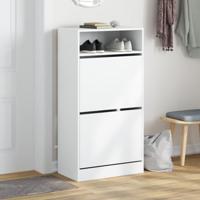 Schoenenkast 60x34x116 cm bewerkt hout wit - thumbnail