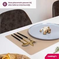 Cookinglife 6 Placemats + 6 Onderzetters - Dubbelzijdig - Vegan leer - Bruin / Zand - thumbnail
