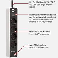Brennenstuhl Ecolor stekkerdoos 4-voudig + 2x USB - thumbnail
