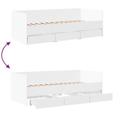 Slaapbank met lades zonder matras 90x200 cm wit Slaapbank met lades zonder matras 90x200 cm wit
