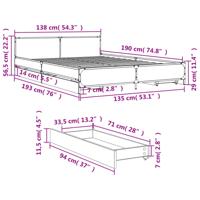 Bedframe met lades bewerkt hout gerookt eikenkleurig 135x190 cm - thumbnail