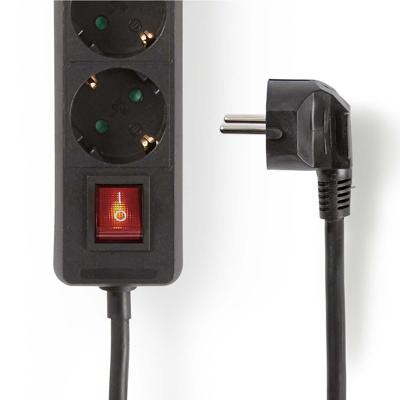 Nedis EXSO315F2BK Stekkerdoos Beschermend Contact Met Aan/uit-schakelaar 3-weg 1,5 M Zwart