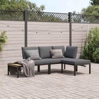 3-delige Loungeset met kussens aluminium zwart - thumbnail