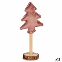 Kerstboom Polyester Roze Hout 8 x 13 x 30 cm (12 Stuks) - thumbnail