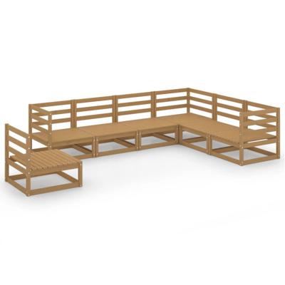 7-delige Loungeset massief grenenhout honingbruin - thumbnail