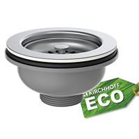 Kirchhoff ECO-SAVE kunststof korfventiel, grijs, 1 1/2" ET, roestvrijstalen ventielbeker en zeef Ø114 mm - 98835249 - thumbnail