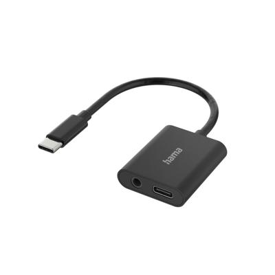 Hama Audio-adapter, 2in1, USB-C-St. - 3,5-mm-jack/USB-C-aansl., audio + opladen Mini jack kabel