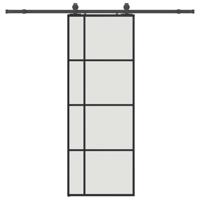 Schuifdeur met beslagset 76x205 cm ESG glas zwart - thumbnail