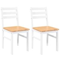 Eetkamerstoelen 2 st massief hout rubber wit - thumbnail