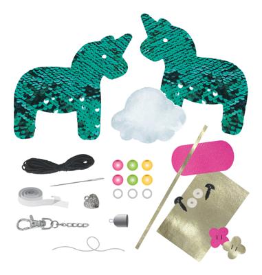 Lena sleutelhangerset Unicorn meisjes kunstleer roze 8-delig Lena sleutelhangerset Unicorn meisjes kunstleer roze 8-delig