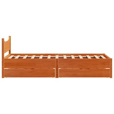 Bedframe met lades massief grenenhout wasbruin 75x190 cm
