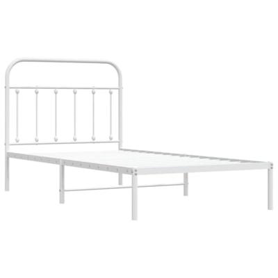 Bedframe met hoofdbord metaal wit 100x190 cm