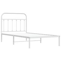 Bedframe met hoofdbord metaal wit 100x190 cm - thumbnail