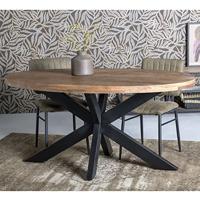 Sohome Ovale Eettafel 'Yannick' Mango met staal, 160 x 80cm - thumbnail