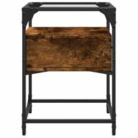 Nachtkastje 40x40x55 cm bewerkt hout gerookt eikenkleurig - thumbnail