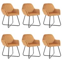 VidaXL Eetkamerstoelen 6 st fluweel crèmekleurig - thumbnail