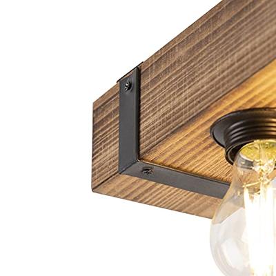 QAZQA Smart industriële plafondlamp hout met staal incl. 4 wifi A60 -
