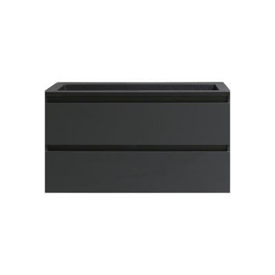 Badkamermeubel BWS Pepper Acryl Wastafel Mat Zwart Met 2 Kraangaten 100x55x46 cm Antraciet Badkamermeubel BWS Pepper Acryl Wastafel Mat Zwart Met 2 Kraangaten 100x55x46 cm Antraciet