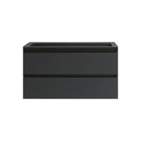 Badkamermeubel BWS Pepper Acryl Wastafel Mat Zwart Met 2 Kraangaten 100x55x46 cm Antraciet - thumbnail