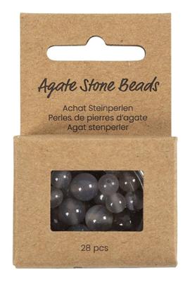 Creativ Company Kralen van agaat, d 6+8+10 mm, gatgrootte 0,9-1 mm, ca. 28 stuk, transparant grijs, 28 stuk/ 1 doos