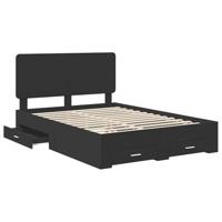 Bedframe met hoofdeinde Zwart 150 x 200 cm Bewerkt hout - thumbnail