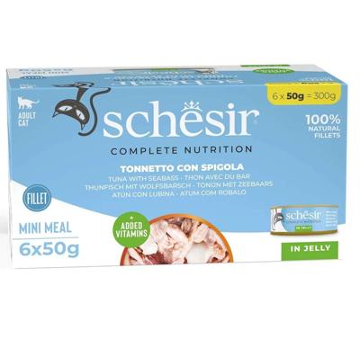 SCHESIR Tonijn met zeebaars in gelei - kattennatvoer - 6x50g