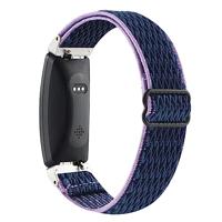 FitBit Inspire 2 & Ace 3 Elastische solo loop nylon bandje - Donkerblauw met paars - thumbnail