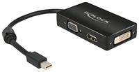 Delock 62631 DisplayPort / VGA / HDMI / DVI Adapter [1x Mini-DisplayPort stekker - 1x VGA-bus, HDMI-bus, DVI-bus 24+1-polig] Zwart Met Ferrietkern 16.00 cm - thumbnail