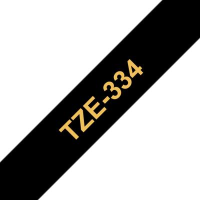 Labeltape Brother TZe, TZ TZe-334 PET Tapekleur: Zwart Tekstkleur:Goud 12 mm 8 m - thumbnail