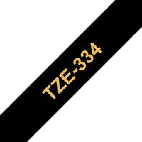 Labeltape Brother TZe, TZ TZe-334 PET Tapekleur: Zwart Tekstkleur:Goud 12 mm 8 m - thumbnail