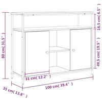 Dressoir 100x35x80 cm bewerkt hout gerookt eikenkleurig - thumbnail