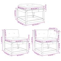 6-delige Loungeset met kussens massief grenenhout wasbruin - thumbnail