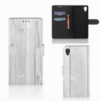 Sony Xperia XA1 Plus Book Style Case White Wood - thumbnail