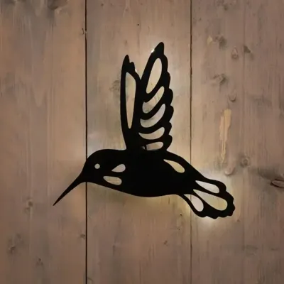 Anna's Collection Kolibrie solar metaal 32,5 cm x 4,5 cm x 35,5 cm zwart