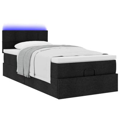 Ottoman bed met matras en LED's 100x200 cm stof zwart