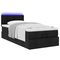 Ottoman bed met matras en LED's 100x200 cm stof zwart - thumbnail