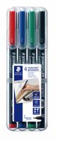 Staedtler Lumocolor permanent F DRY SAFE 318 WP4 Permanent marker Rood, Blauw, Groen, Zwart Watervast: Ja - thumbnail