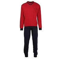 Gotzburg Pyjama V-hals met boorden rood - thumbnail