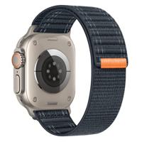 By Qubix - Nylon Wave band - Donkerblauw - Compatible met Apple Watch 44mm / 45mm / 46mm / 49mm - Compatible Apple watch bandjes - thumbnail