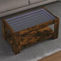 Salontafel met LED 93x53x45 cm bewerkt hout gerookt eikenkleur - thumbnail