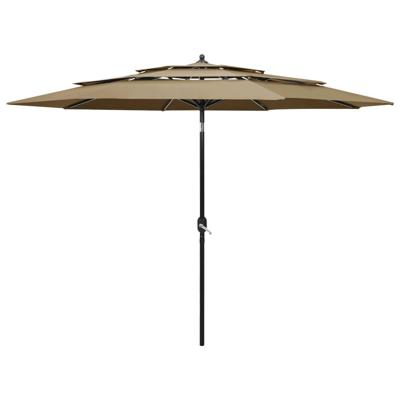 VidaXL Parasol 3-laags met aluminium paal 3 m taupe