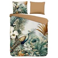 Descanso Dekbedovertrek "bladeren en vogels" - Multi - (200x200/220 cm) - Katoen Satijn - thumbnail