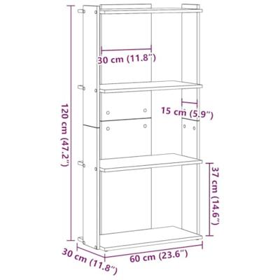 Boekenkast 3-laags 60x30x120 cm bewerkt hout gerookt eikenkleur Boekenkast 3-laags 60x30x120 cm bewerkt hout gerookt eikenkleur