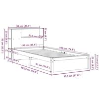 Bed met boekenkast zonder matras grenenhout wit 90x190 cm - thumbnail